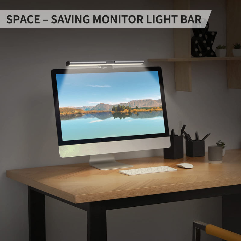 [Australia - AusPower] - Computer Monitor Light Bar, USB Powered Screen Light Bar with Touch Sensor, 3 Switchable Light Modes, No Screen Glare Lamp with Adjustable Brightness, Space Saving Monitor Light for Home/Office No Webcam 