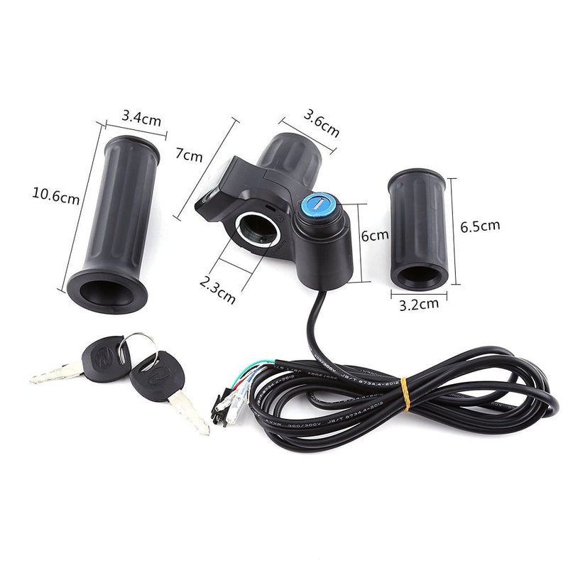 [Australia - AusPower] - Tbest Electric Throttle,Ebike Throttle,Universal E-Bike Throttle Grip Electric Bike Motor Scooter Speed Controller & Cable Set, 12V-99V Half Wrist Twist Grip Throttle Handle with LED Display Key Knock 