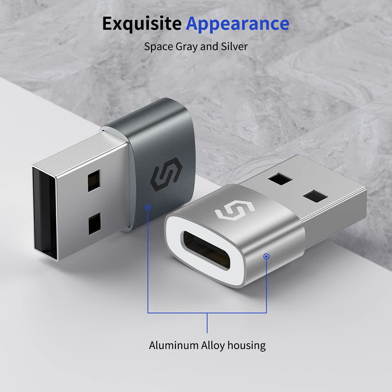[Australia - AusPower] - Syncwire USB C Female to USB Male Adapter 2 Pack,Type C to A Converter Adapter Compatible with iPhone 12 11 Pro Max,iPad,Laptops,Samsung Galaxy Note 10 S20 Plus 20 FE Ultra,Google Pixel 5 4 4a 3 2 XL 