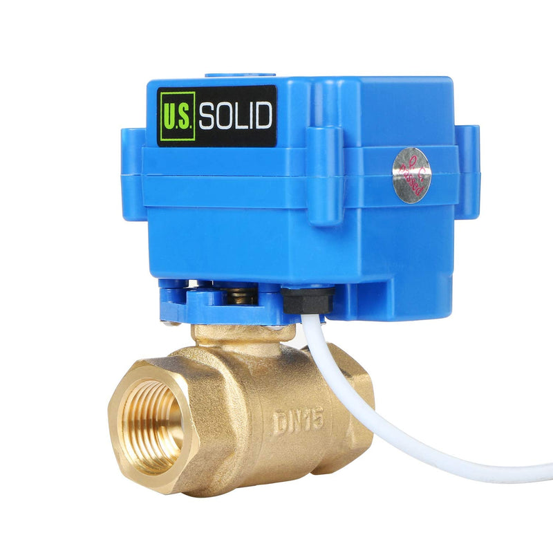 [Australia - AusPower] - Motorized Ball Valve- 1/2" Brass Ball Valve with Full Port, 9-24V DC and 2 Wire Reverse Polarity by U.S. Solid 