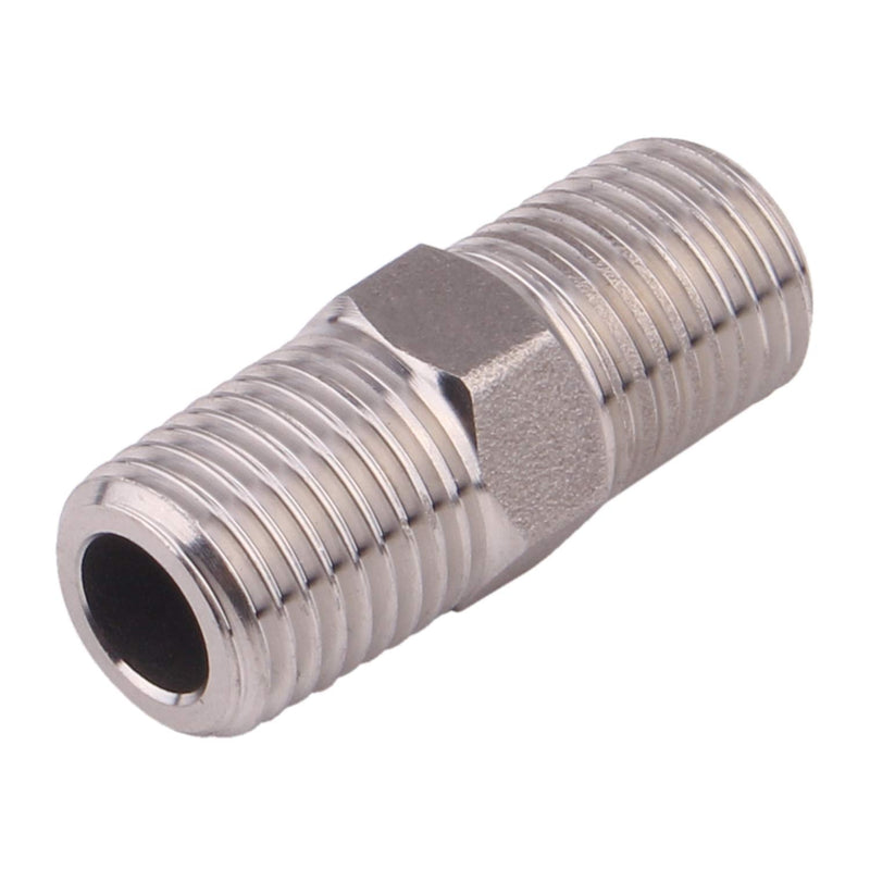 [Australia - AusPower] - Hex Nipple 1/4" Male NPT - DERNORD Stainless Steel 304 Threaded Pipe Fitting 1/4" for Brew Kit, Home Piping Application, Pack of 2 