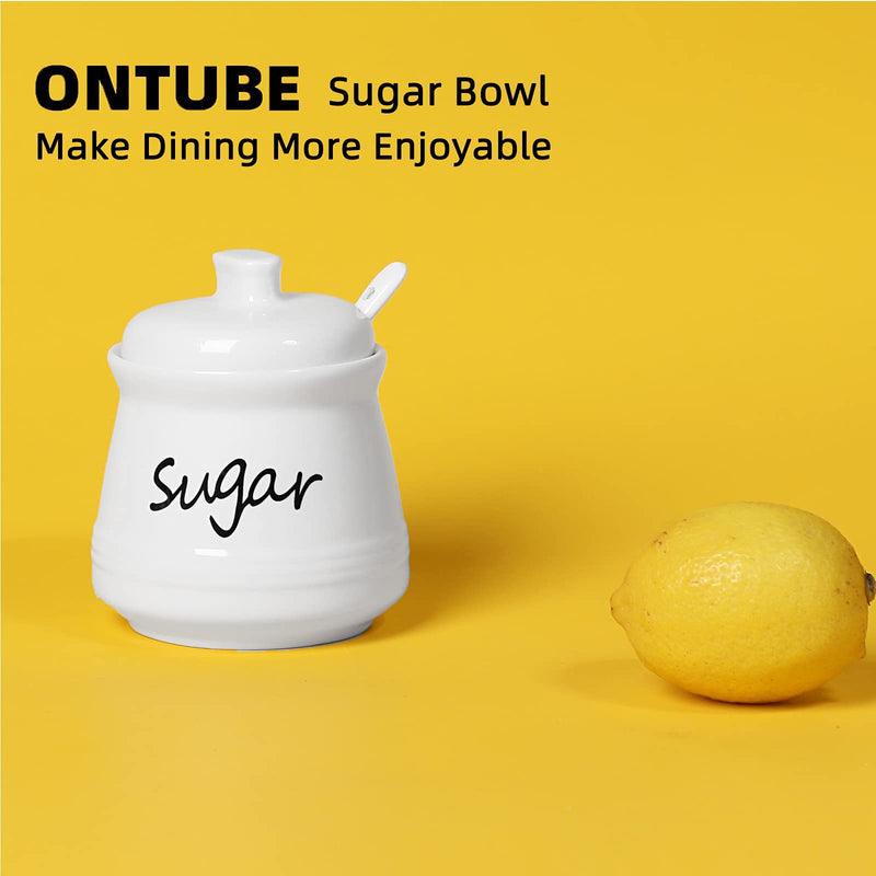 [Australia - AusPower] - ONTUBE Ceramic Sugar Bowl with Lid and Spoon 12oz (White) White 