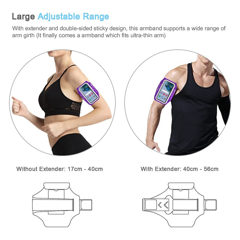[Australia - AusPower] - JEMACHE Running Armband for Samsung Galaxy S22 Ultra, S21 FE, S20 FE, S22 Plus, S21 Plus, Note 20 Ultra 10 9, Gym Workouts Arm Band with Earbuds Holder (Purple) 6.9" Purple 
