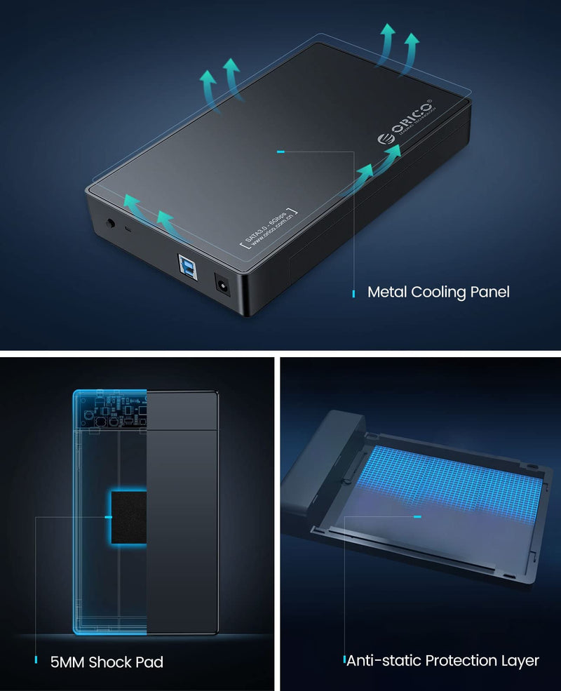[Australia - AusPower] - ORICO Toolfree USB 3.0 to SATA External 3.5'' Hard Drive Enclosure Case for 3.5 Inch SATA HDD and SSD [Support UASP and 16TB Drives]-3588US3 