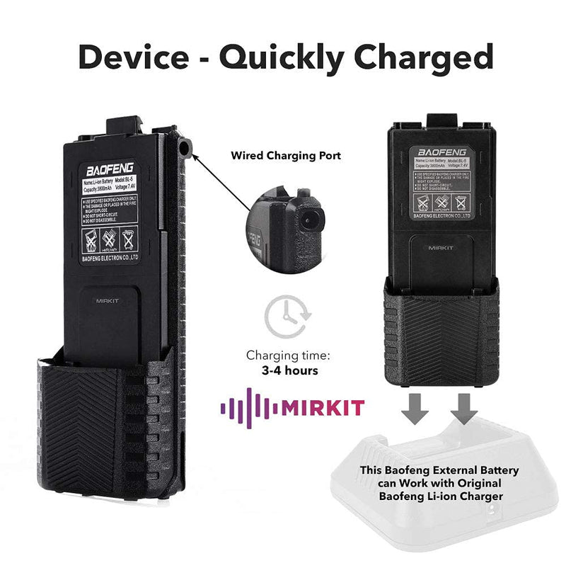 [Australia - AusPower] - Mirkit Baofeng Accessories Set: Baofeng Battery BL-5L 3800mah with Baofeng USB Charging Cable Compatible with Baofeng UV- 5R MK2 MK3 MK4 MK5 BF-F8HP UV-5RX3 RD-5R UV-5RTP UV-5X3 by Mirkit Radio 