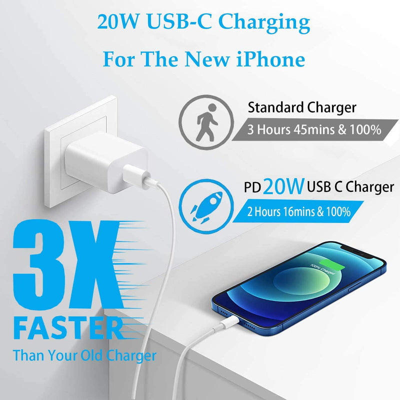 [Australia - AusPower] - [Apple MFi Certified] iPhone Fast Charger, GEONAV 20W Power Delivery Type C Rapid Wall Charger Plug with 6FT USB C to Lightning Quick Charging Data Sync Cable for iPhone 13/12/11/XS/XR/X/iPad/AirPods White 1 