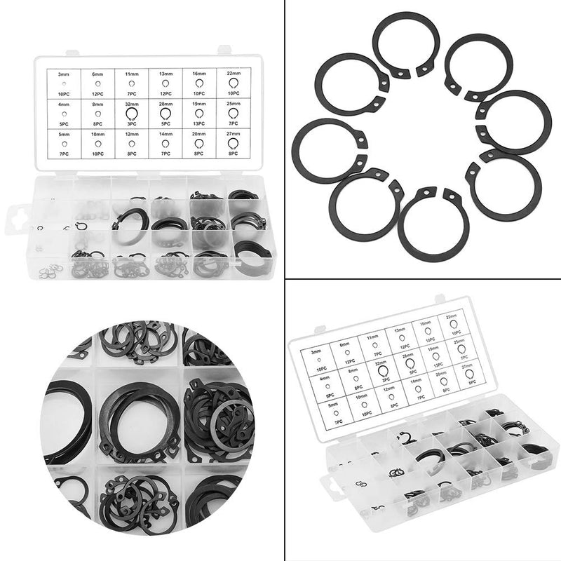 [Australia - AusPower] - Yosoo Health Gear Assortment Circlip Kit 3mm-32mm 150Pcs, External Circlips Snap Ring, Snap Rings Assortment, 18 Sizes, Black C-Clip External Retaining Ring with Plastic Sorting Box 