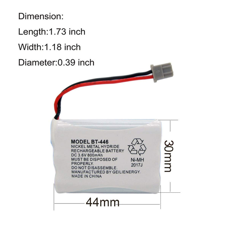 [Australia - AusPower] - GEILIENERGY BT446 BT-446 Phone Battery Compatible with Uniden BBTY0503001 BT-1004 BT-1005 GE-TL26402 BT-504 CPH-488B 3.6V 800mAh (2 Pack) 2 Pack BT446 