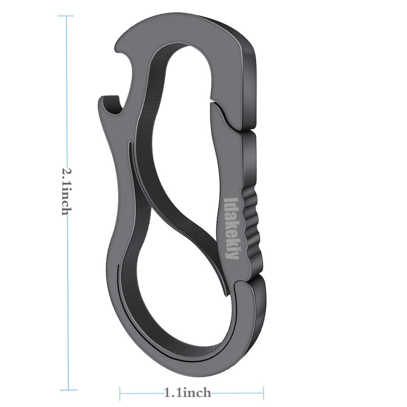 [Australia - AusPower] - Idakekiy Dual Carabiner Keychain Mutil Tool with Bottle Opener for Keys Small Version 2Pcs Black 