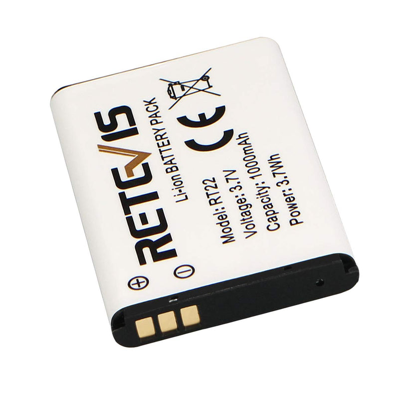 [Australia - AusPower] - Retevis RT22 RT22S RT15 RT19 Battery Walkie Talkie Original Li-ion Battery 3.7V 1000mAh Compatible with Retevis RT22 RT22S RT15 RT19 WLN KD-C1 Two Way Radio(2 Pack) 