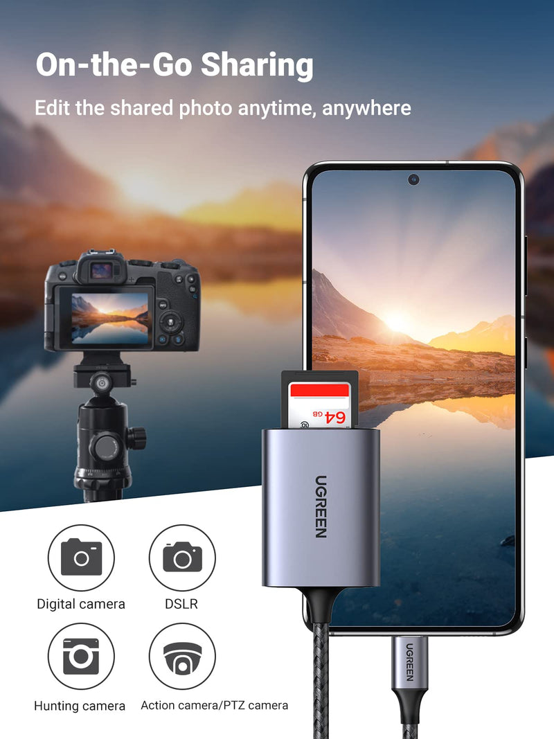 [Australia - AusPower] - UGREEN USB C SD Card Reader, 2-in-1 Micro SD Card Reader USB C, Memory Card Reader for TF SD Micro SD SDXC SDHC MMC RS-MMC Micro SDXC UHS-I Cards for MacBook Pro, iPad Pro, iPad air, Samsung Galaxy 
