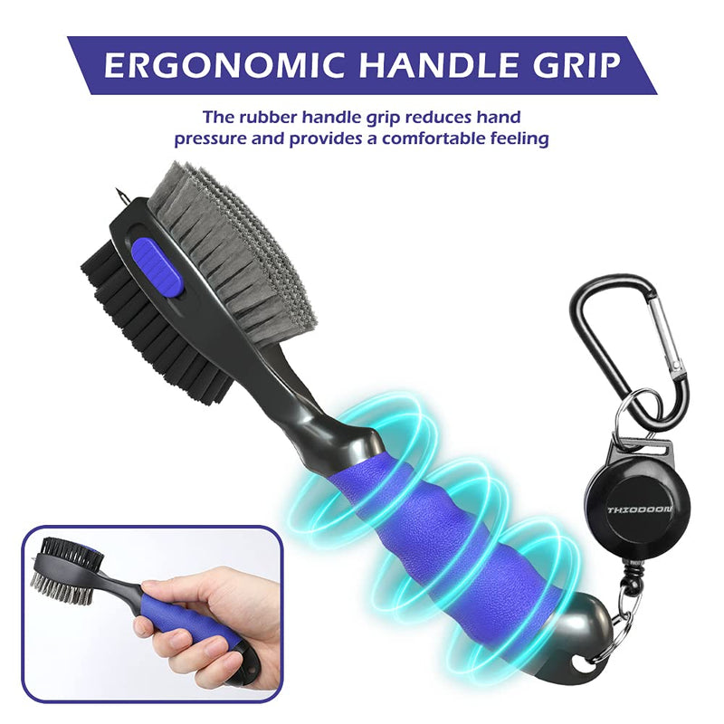 [Australia - AusPower] - THIODOON 2 Pack Golf Club Brushes and Groove Cleaner Oversized Golf Brush Head and Retractable Spike Super Non-Slip Handle Comfortable Grip Golf Club Cleaner 
