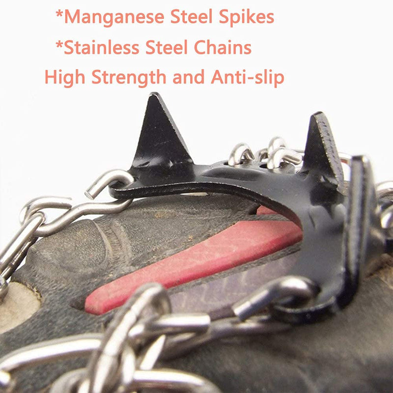 [Australia - AusPower] - LINXGR 11-Spikes Kids Crampons Ice Cleats for Hiking Boots 11 Teeth Anti Slip Microspikes Kids Crampons Small for Hiking Climbing Walking Shoes Unisex, Toddler-Preschool-Gradeschooler-Teens Orange Small for Toddlers/Little Kids 