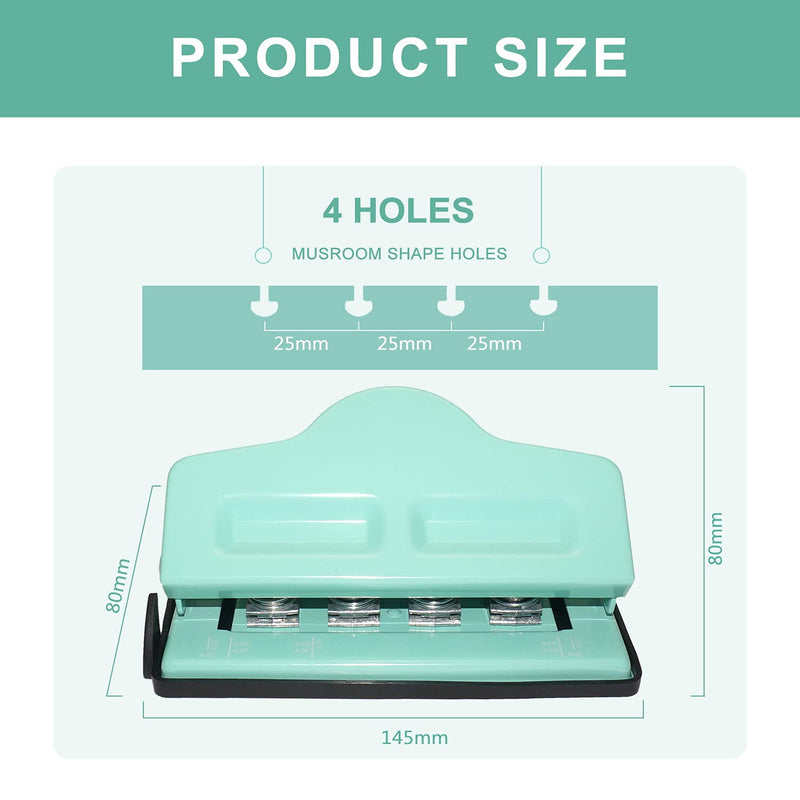 [Australia - AusPower] - Enjoy Myself Discbound Hole Punch Set, Mushroom Shape 4 Rings Hole Paper Puncher with 24PCS Arc Planner Discs, Kids Craft Binder Hole Punch for Disc Bound Notebook Binding (Green) Green 