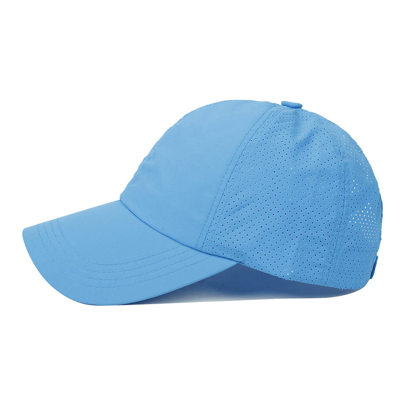 [Australia - AusPower] - Muryobao 2 Packs Womens Criss Cross Ponytail Baseball Cap High Messy Bun Ponycap Quick Drying Mesh Outdoor Sports Travel Hat Black & Blue 
