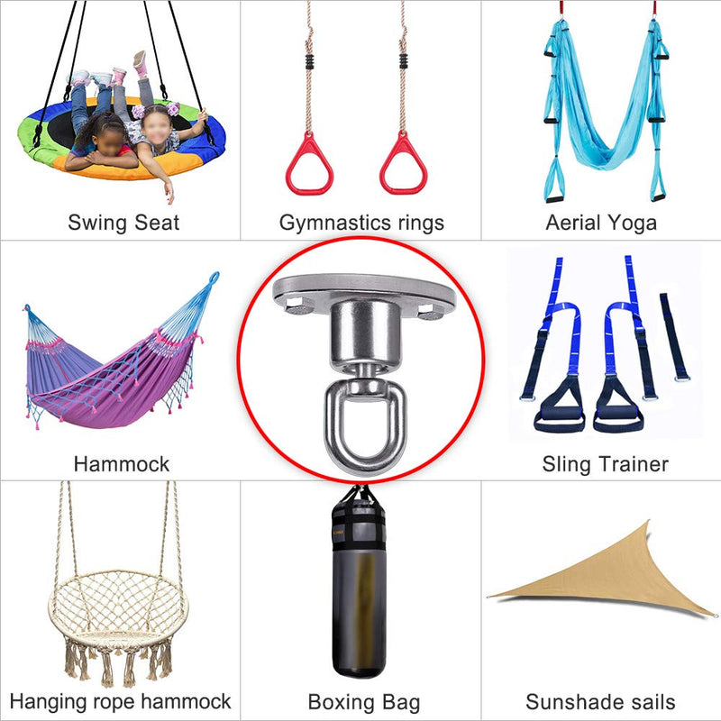 [Australia - AusPower] - SELEWARE Silent Ball Bearing Swing Hangers, Heavy Duty 360° Rotate Swing Swivel Hook for Wooden Playground Yoga Hammock Chair Rope Punching Bag Porch Tire Web Swing Sets, 1200 Capacity 