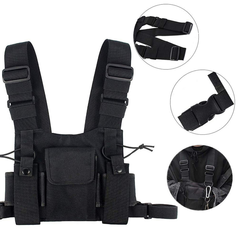 [Australia - AusPower] - Clape Radio Chest Harness Universal Hands Free Walkie Talkies Front Pack Pouch Pocket Carry Case Vest Rig for 2 Way Radio 