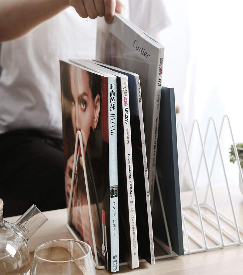 [Australia - AusPower] - Sooyee 9 Slot White Magazine Holder,Desktop File Sorter Organizer Triangle Bookshelf Decor Home Office 