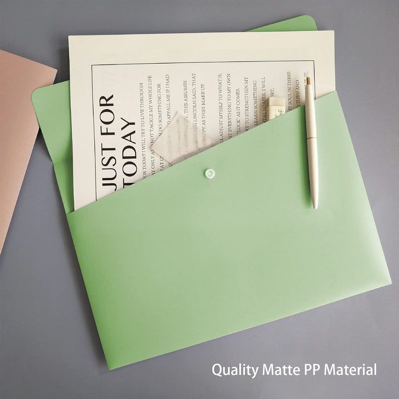 [Australia - AusPower] - VANRA Poly File Folders Letter Size File Jackets Organizer Plastic Envelope A4 Flat Document Holder with Snap Button Closure (Pastel Green, Pack of 5) Pastel Green 
