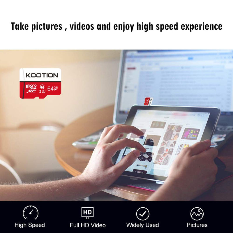 [Australia - AusPower] - KOOTION 64GB Micro SD Card 2 Pack Ultra Micro SDXC Memory U1 Card Class 10 Micro SD Cards 64GB High Speed TF Card R Flash, C10, U1, 64 GB (2 Pack) 2×64GB 