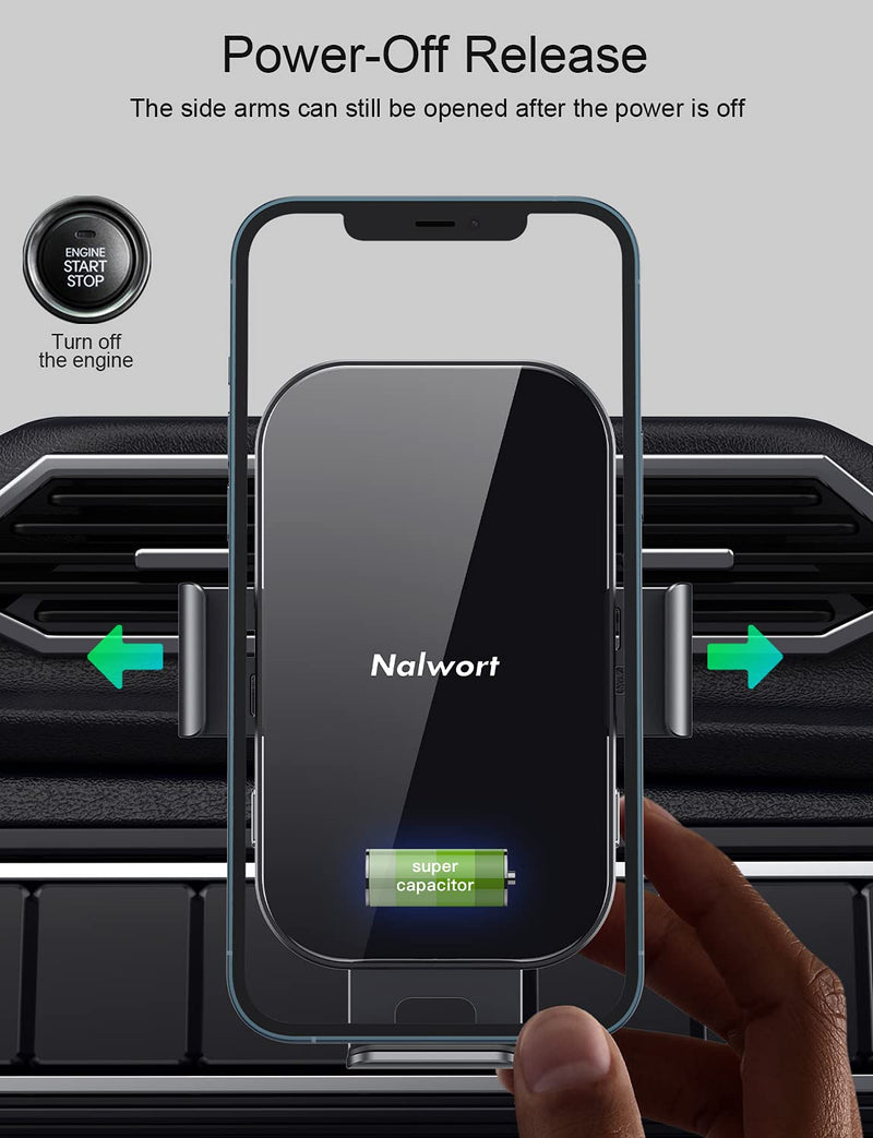 [Australia - AusPower] - Nalwort Wireless Car Charger 15W Qi Fast Charge with Metal Frame Dashboard and Air Vent Phone Holder Auto Clamping Wireless Car Charger Mount Compatible for iPhone 11/XR/X, Samsung S20/S10 and More 