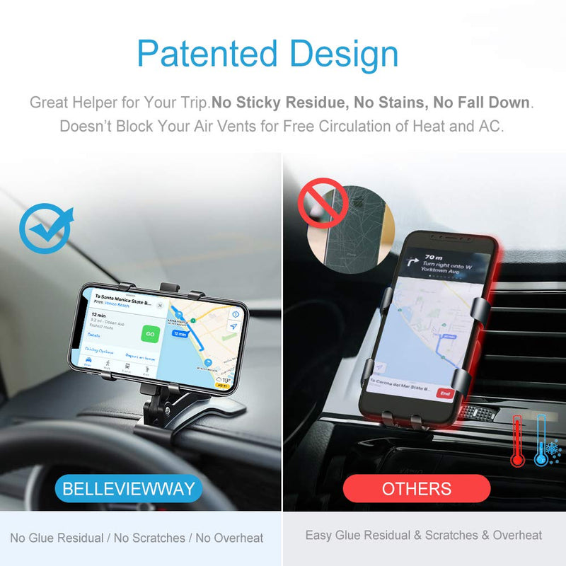 [Australia - AusPower] - BelleViewWay Car Phone Holder Mount Upgrade 360-Degree Rotation Universal Car Cell Phone Holder Multi-Function Compatible w/ Smartphones iPhone Galaxy (Upgrade 360-Degree) 