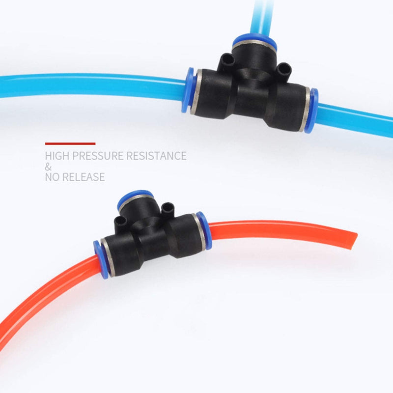 [Australia - AusPower] - DGZZI Pneumatic Tee Union Connector 10PCS 1/4" Tube OD Union Tee Type Plastic Quick Push to Connect Tube Fitting 