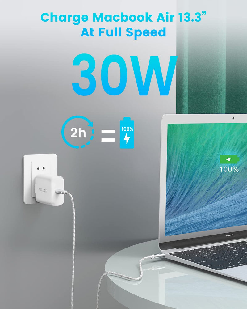[Australia - AusPower] - iPad Charger, 30W USB C Fast Charger for iPad Pro 12.9/11 inch 2021/2020/2018, iPad Air 4 Generation, iPad Mini 6, MacBook Air 13 inch, Pixel 6/6 Pro, iPad Pro Charger with Type C Charging Cord(6.6ft) 