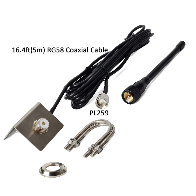 [Australia - AusPower] - HYS VHF Marine Antenna Low-Profile 156-163Mhz Antennas W/16.4ft(5m) RG58 Low Loss Premium Coaxial Cable with PL259 