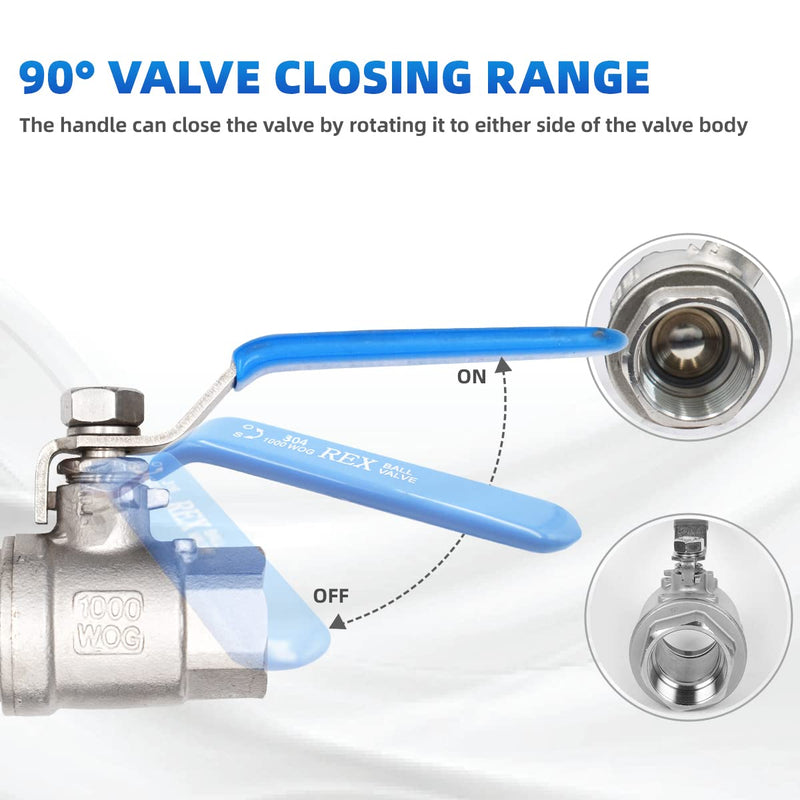 [Australia - AusPower] - VAV Ball Valve Full Port, 304 Stainless Steel, Gas, Water & Oil Standard Port with Vinyl Handle, NPT Female Threaded, Unibody, Lever, 3/4 Inch (2pcs) 3/4" NPT 