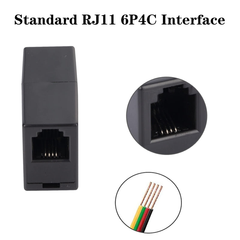 [Australia - AusPower] - Ubramac RJ11 Coupler, Straight Telephone Inline Coupler RJ11 6P4C Inline Keystone Jack Female to Female Straight Telephone Cable Cord Extension Adapter (Black -5 Pack) Black -5 Pack 