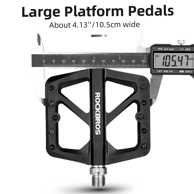 [Australia - AusPower] - ROCKBROS Mountain Bike Pedals MTB Pedals Lightweight Nylon Composite Bicycle Flat Pedals 9/16" DU Bearing Bike Platform Pedals for BMX MTB Mountain Road Bike Black 