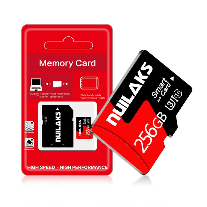 [Australia - AusPower] - 256GB Micro SD Card High Speed Micro SD Card Class 10 Memory Card for Smartphone Tablet and Drone with Adapter 