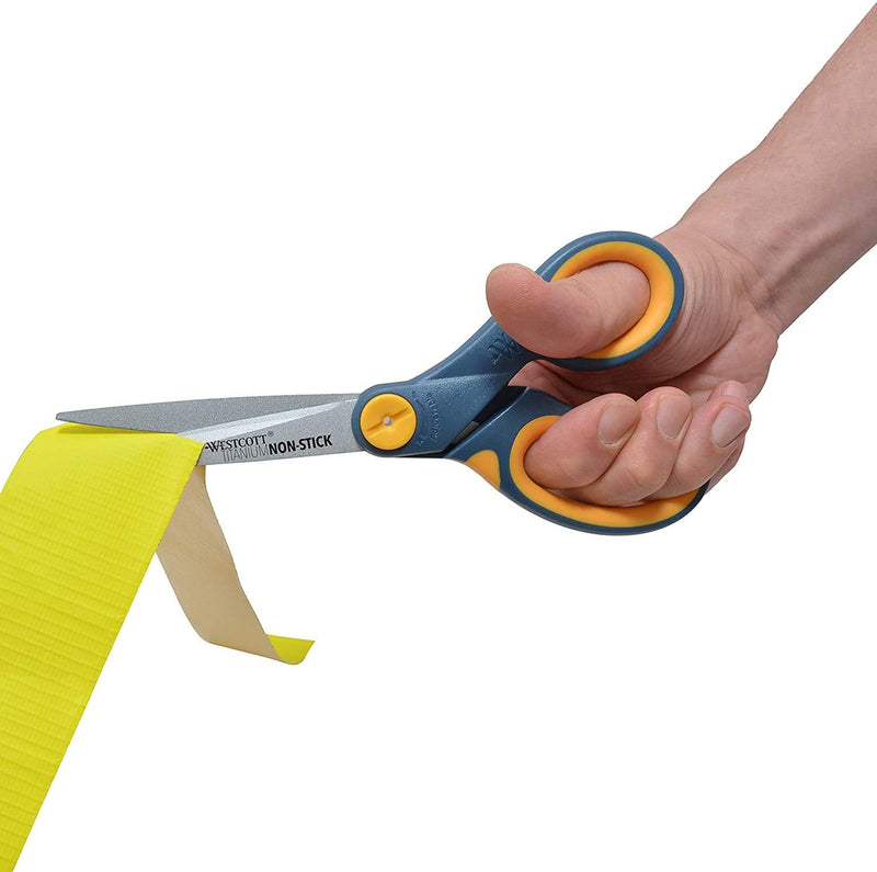 [Australia - AusPower] - Westcott 8" Titanium-Bonded Non-Stick Scissors For Office & Home, Gray/Yellow, 3 Pack (15454) 3-pack 