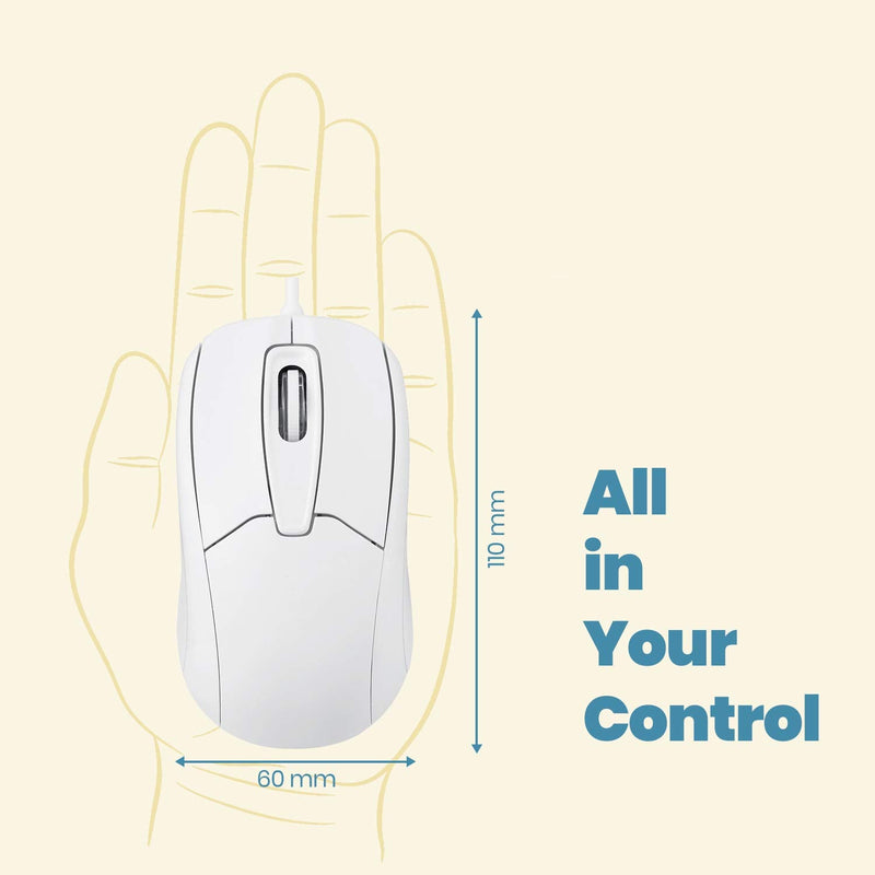 [Australia - AusPower] - Perixx PERIMICE-209 P, Wired PS2 Optical Mouse with Scroll Wheel and 1000 DPI, White (11832) Ergo-White 