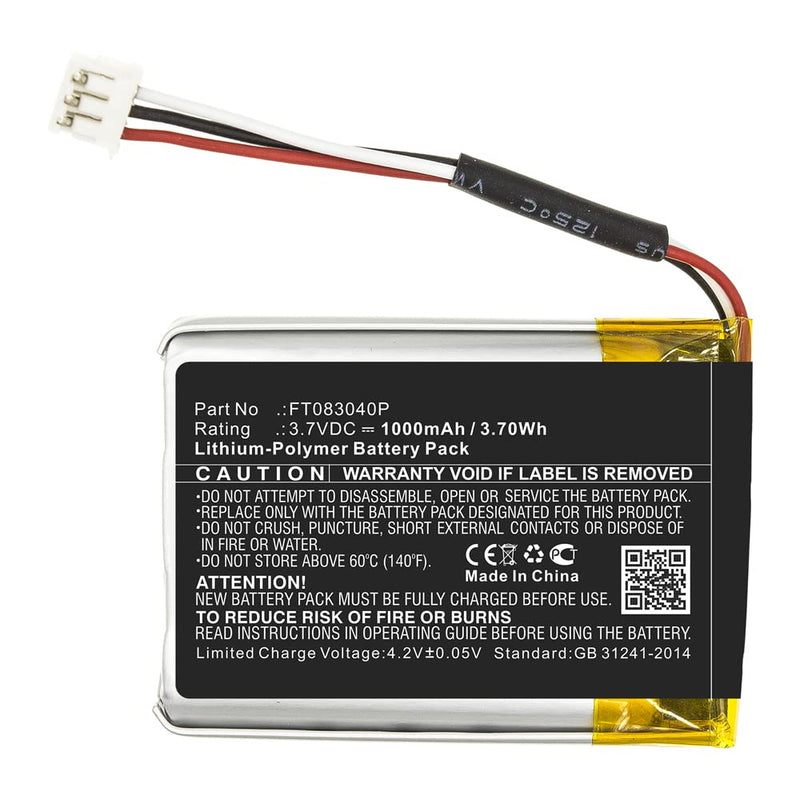 [Australia - AusPower] - MPF Products 1000mAh P083040, FT083040P Battery Replacement Compatible with Turtle Beach Elite 800, Elite 800X Wireless Gaming Headsets 