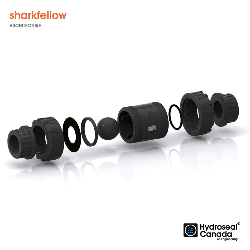 [Australia - AusPower] - HYDROSEAL Sharkfellow 1’’ PVC True Union Ball Check Valve with Full Port, ASTM F1970, with EPDM Seals, Corrosion-Free, Service Free, Rated at 200 PSI @73F, Gray, 1 inch Socket (1'') 1'' 
