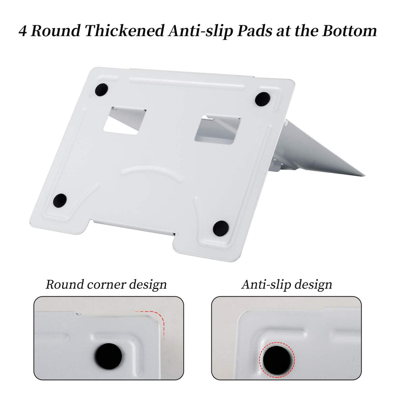 [Australia - AusPower] - Blizzow Desk Book Stand Holders for Reading Hands Free, Durable Metal Adjustable Book Stand, Sturdy Lightweight Foldable Portable Bookstand -Cookbook, Recipe, Tablet, Music Book, Documents (White) White 