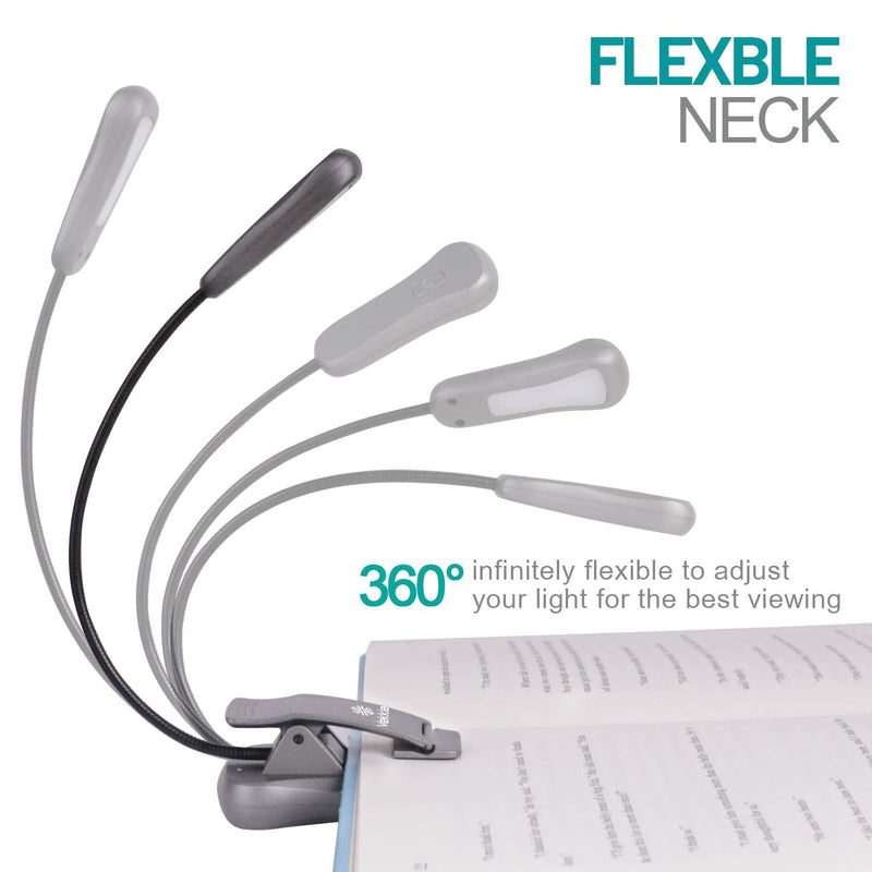 [Australia - AusPower] - Vekkia Rechargeable-Book-Light-for-Reading-in-Bed, 3000K Warm 6 LED 3 Brightness Lamp (Iron) Iron 