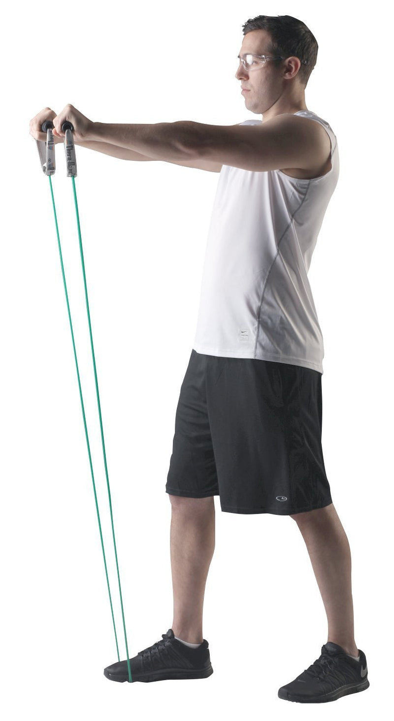 [Australia - AusPower] - TheraBand Resistance Tubes, Professional Latex Elastic Tubing, Upper & Lower Body, Core Exercise, Physical Therapy, Lower Pilates, at-Home Workouts, & Rehab, 25 Foot, Tan Green - Heavy 