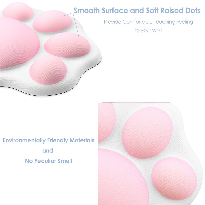 [Australia - AusPower] - ProElife Cute Mouse Wrist Support Pad Cat Paw Pattern, Comfortable Soft Wrist Rest Hand Pillow Relief Hand’s Pain with Non-Slip Rubber Base 4.3'' x 3.7'' for Home, Office Computer Laptop (White) White 