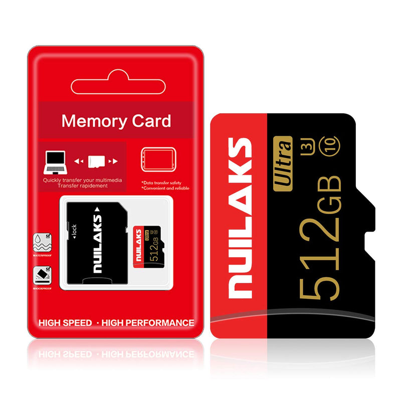 [Australia - AusPower] - 512GB Micro SD Card with Adapter SD Class 10 High Speed Memory Card for Game Console, Dash Cam, Camcorder, Surveillance, Drone 