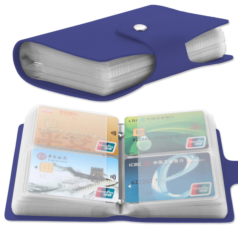 [Australia - AusPower] - Angimi Leather Credit Card Holder, Business Card Organizer with 60 Card Slots for Storing and Preventing Credit Card or Business Card Loss (Blue) Blue 