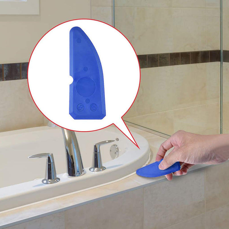 [Australia - AusPower] - Caulking Tool, 12 Pieces Silicone Sealant Finishing Grout Tools Kit, Caulk Skirting Boards & Base Boards Replaceable Pads, for Bathroom Kitchen Sealing Hand Caulk Removal Tool (Blue) 