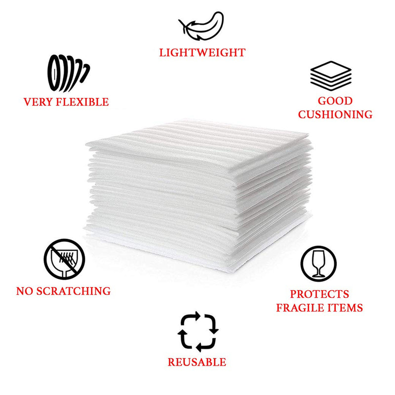 [Australia - AusPower] - 50 Pack Mighty Gadget (R) Premium Protection 12" X 12" X 1/8" Moving Supplies Packing Foam Sheets (White) 