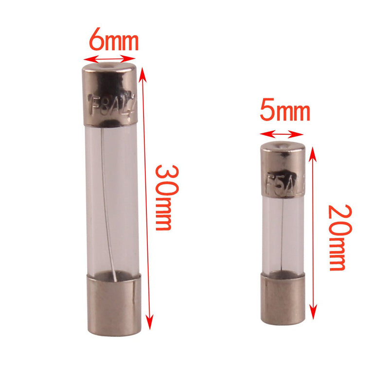 [Australia - AusPower] - 250pcs Quick Blow Glass Tube Fuse Assorted Kit 250V 1A, 2A, 3A, 5A, 6A, 7A, 8A, 10A, 15A,20A, 6x30mm, 250V 1A, 5A, 10A, 15A, 20A, 5x20mm QBGTFAK (5x20mm and 6x30mm) 