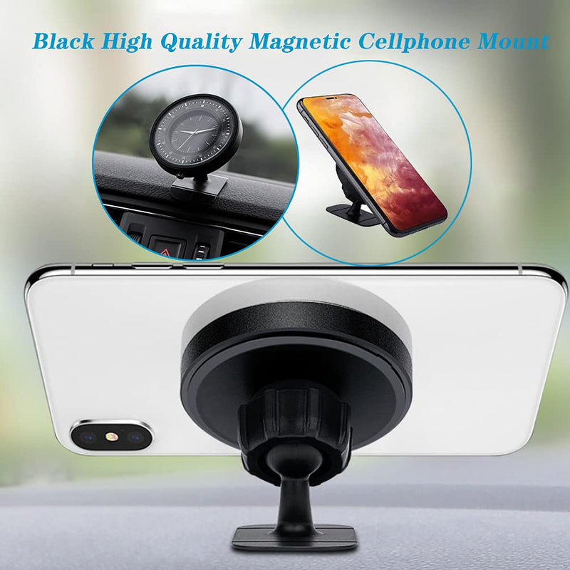 [Australia - AusPower] - Magnetic Car Cellphone Mount with Clock,12 Strong Magnets,Dashboard Magnet Phone Holder for Car ,360-degree Adjusted Freely，Compatible with iPhone 13 12 Max Mini , Samsung, LG, GPS and More 