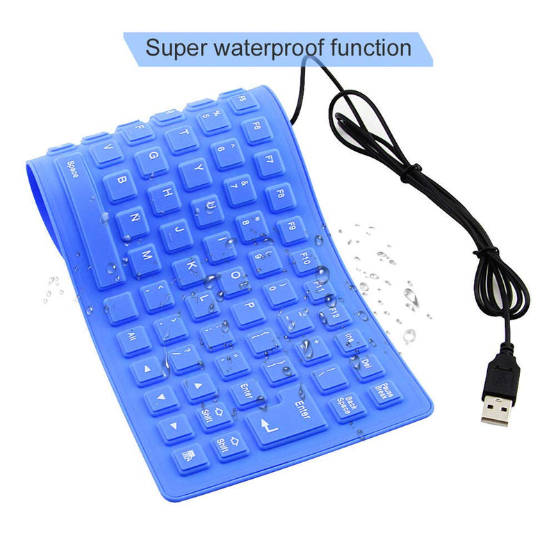 [Australia - AusPower] - Foldable Silicone Keyboard, USB Wired 85 Keys Waterproof Rollup Silent Typing Soft Touch Keyboard for PC Notebook Laptop(Blue) 