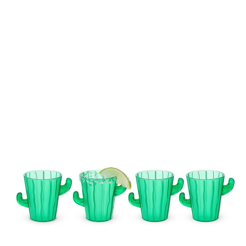 [Australia - AusPower] - True Zoo Cactus Shot Glasses, Holds 2 Ounces, Set of 4, Green, Novelty Succulent Party Shot Glasses for Cinco de Mayo 