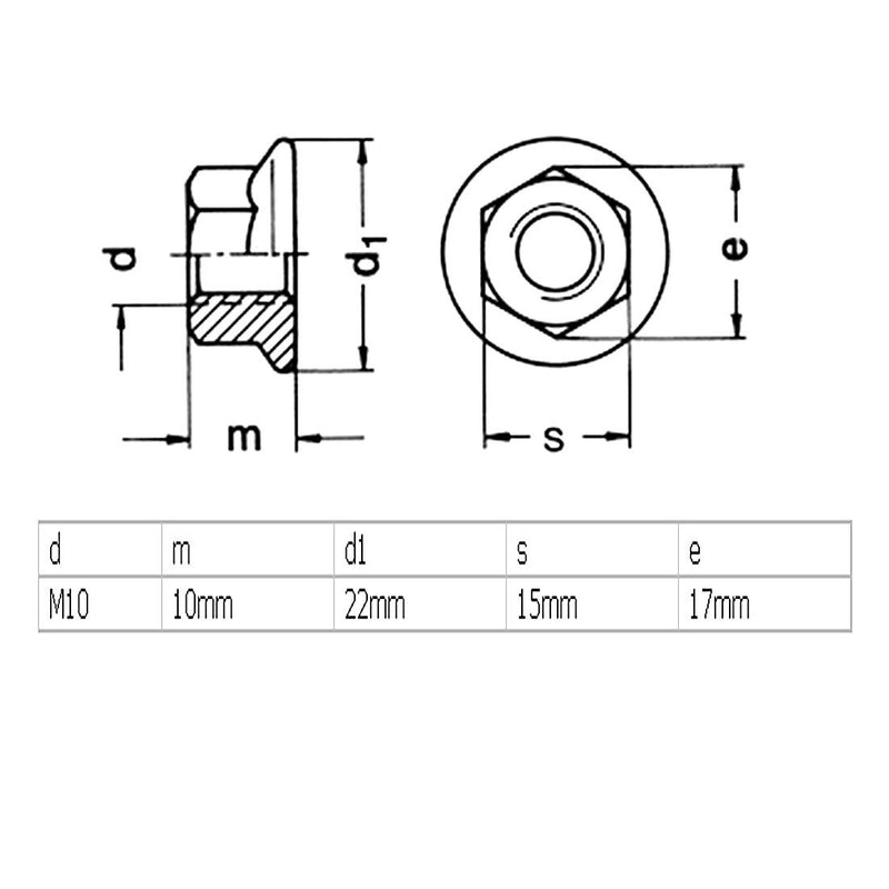 [Australia - AusPower] - uxcell M10x1.25mm Thread UNF Serrated Hex Flange Lock Nuts 4pcs 